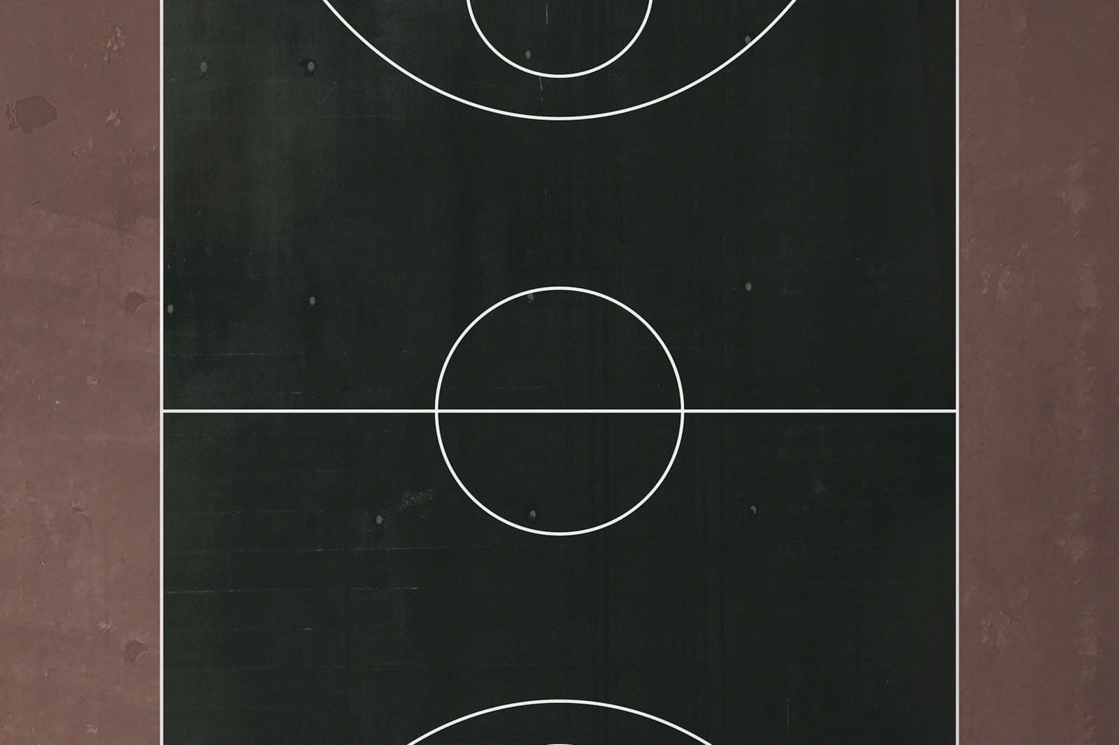 Basketball court lines seen from above
