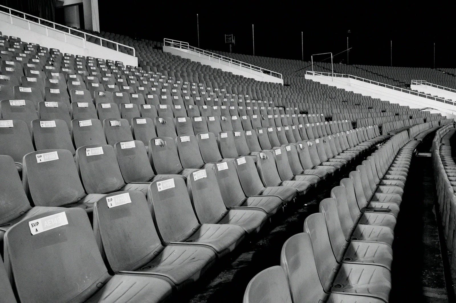 Rows of empty arena seats